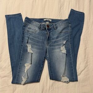 Refuge Light Blue Distressed Skinny Jeans